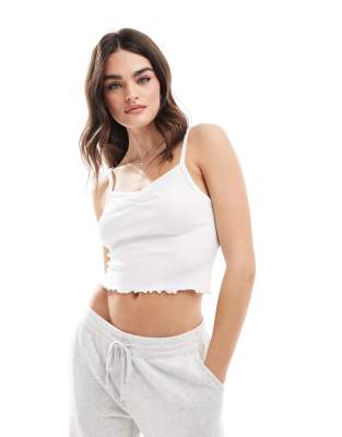 Cotton On - Kurz geschnittenes Trägertop im Camisole-Stil aus Pointelle in Weiß