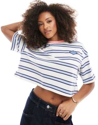 Cotton On - Kurzes T-Shirt mit Streifen in Blau