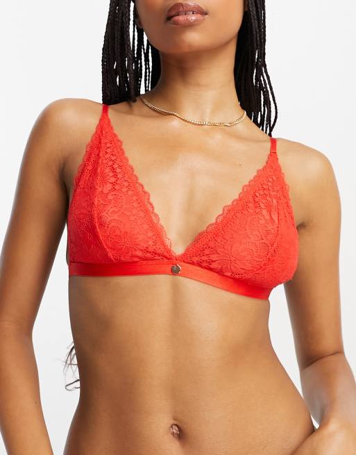 Cotton On lace apex bralette in red