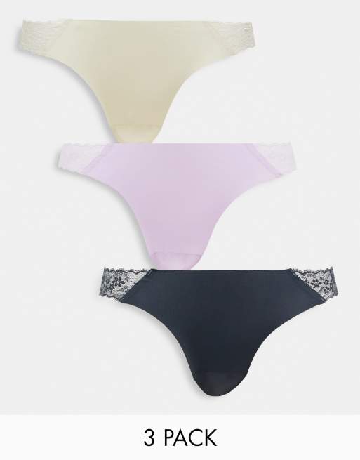Cotton On lace detail seamless lingerie thong 3 pack 