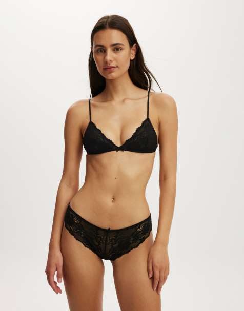 Cotton On Lace tiny triangle bralette in black - view 1