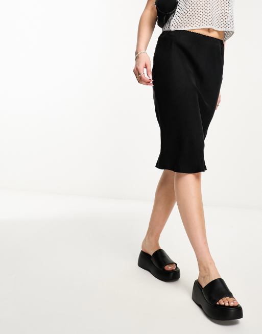 Cotton On lace trim slip skirt in black BLACK ASOS