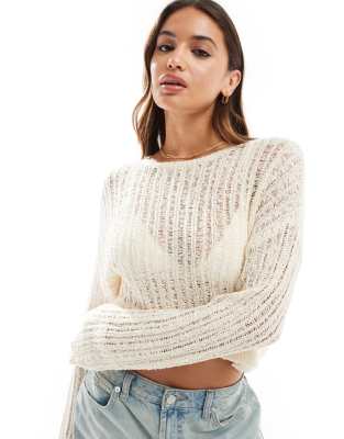 Cotton:on Cotton On Crochet Pullover Sweater In Stone-neutral In White