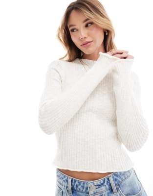 Cotton:on Cotton On Ladder Knit Lightweight Sweater In Ecru-white