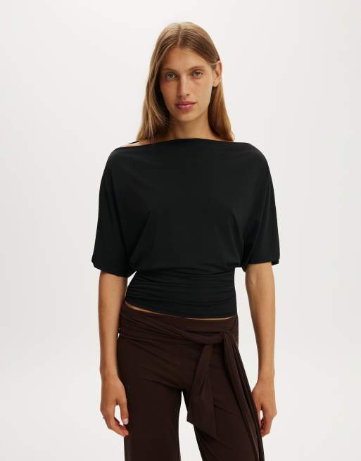 Cotton On Lana batwing short sleeve in black, 2 of 4