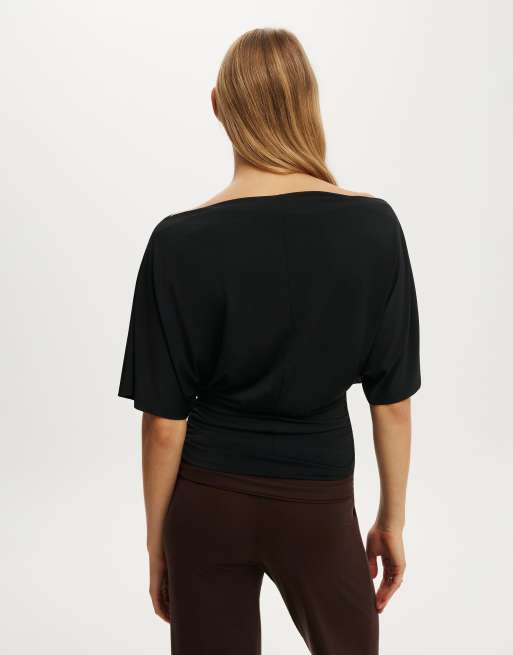 Cotton On Lana batwing short sleeve in black, 4 of 4