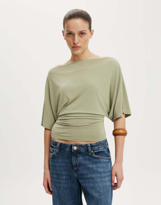 Cotton On Lana batwing short sleeve in green, 2 of 4