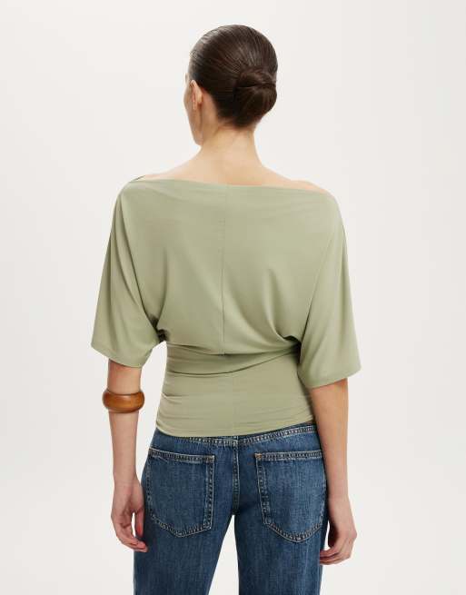 Cotton On Lana batwing short sleeve in green, 4 of 4