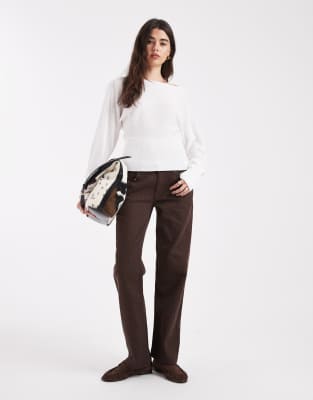 Cotton On - Langärmliger Strickpullover aus Baumwolle in Weiß mit Fledermausärmeln