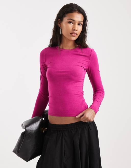Cotton On – Langärmliges Oberteil für den Alltag in Wild Orchid mit Rundhalsausschnitt