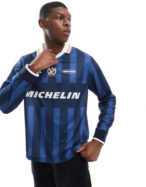 Cotton On – Langärmliges Oberteil in Marineblau gestreift mit lizenzierten Michelin-Grafikprints - view 1