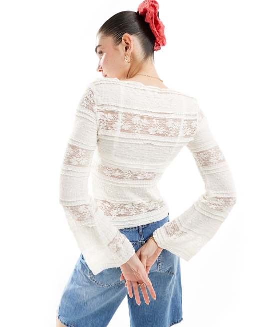 Cotton On – Langärmliges, strukturiertes Oberteil mit kurzem Schnitt und Zipfelsaum, 2 von 4