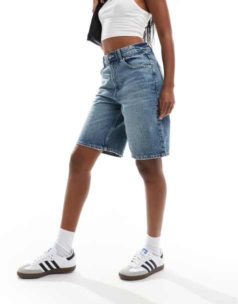 Cotton On – Lange Jeans-Jorts in Crush-Blau - view 1