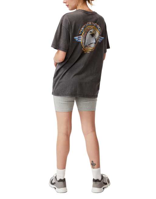 Cotton On – Lässiges Boyfriend-T-Shirt in verwaschenem Schwarz mit „Vintage-Motors“-Grafik 