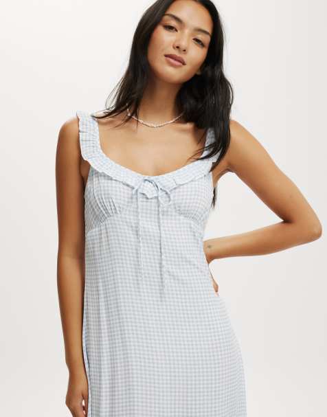 Cotton On Layla frill midi dress in blue - view 1