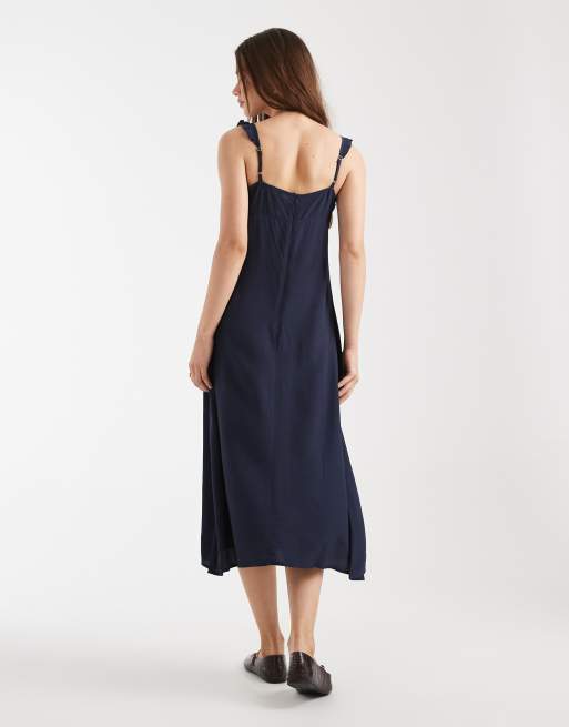 Cotton On - Layla - Robe mi-longue à volants - Bleu marine nuit d'hiver, 3 de 4