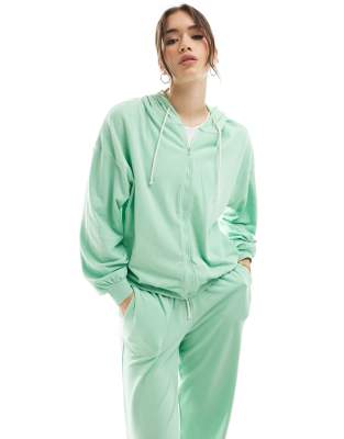 Cotton On - Leichte, superweiche Kapuzenpullover in Frühlingsgrün meliert, Kombiteil