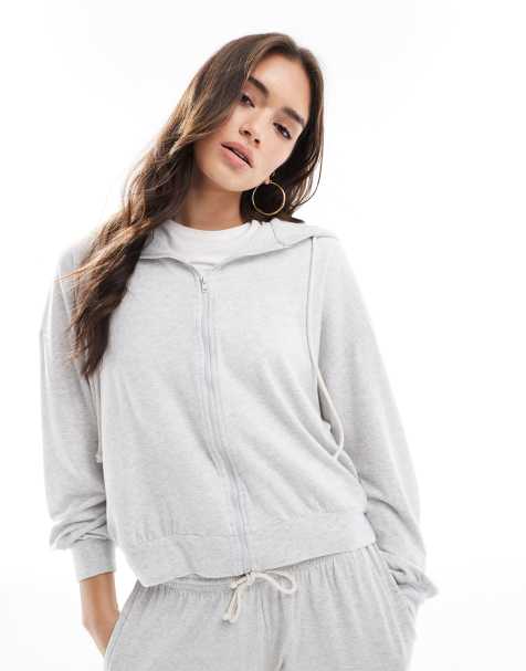 Cotton On – Leichter, superweicher Kapuzenpullover in Hellgrau meliert, Kombiteil - view 1