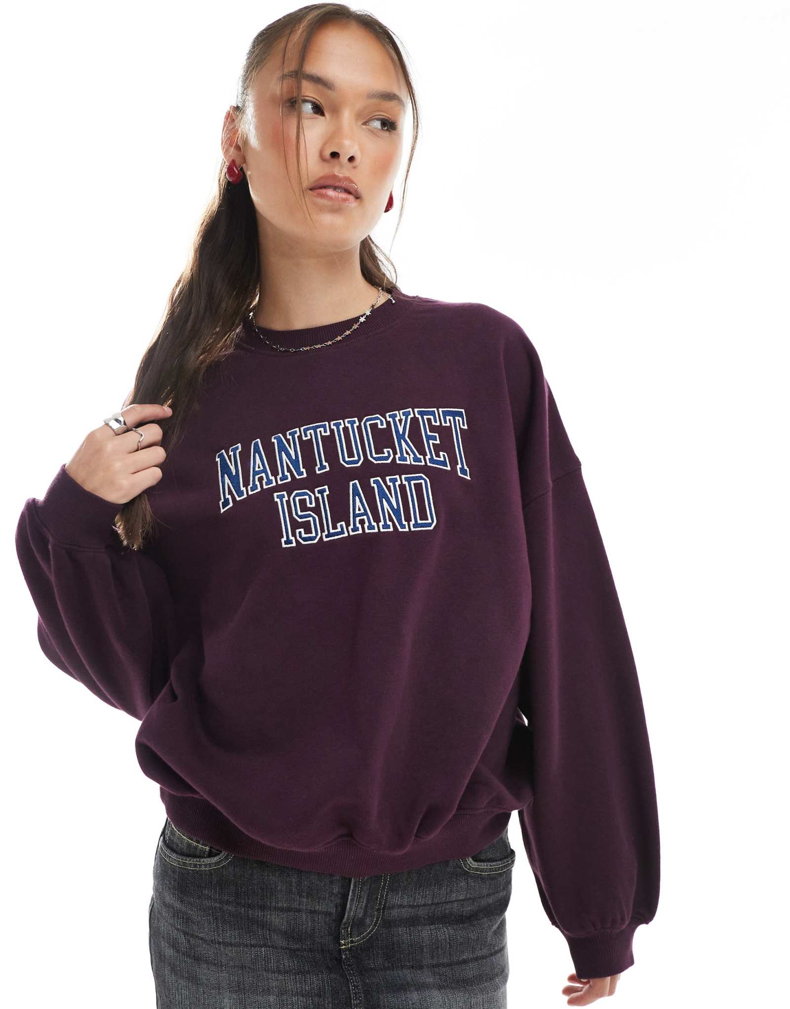 Свитшот из хлопка с лицензионным рисунком Nantucket бордового цвета