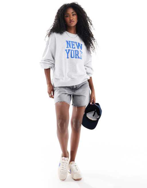 Cotton On licensed graphic new york sweatshirt in gray