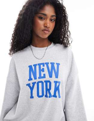 Cotton On Cotton On licensed graphic new york sweatshirt in grey