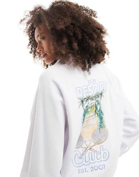Cotton On - Lichtgewicht fleece sweatshirt in wit, deel van co-ord set - view 1