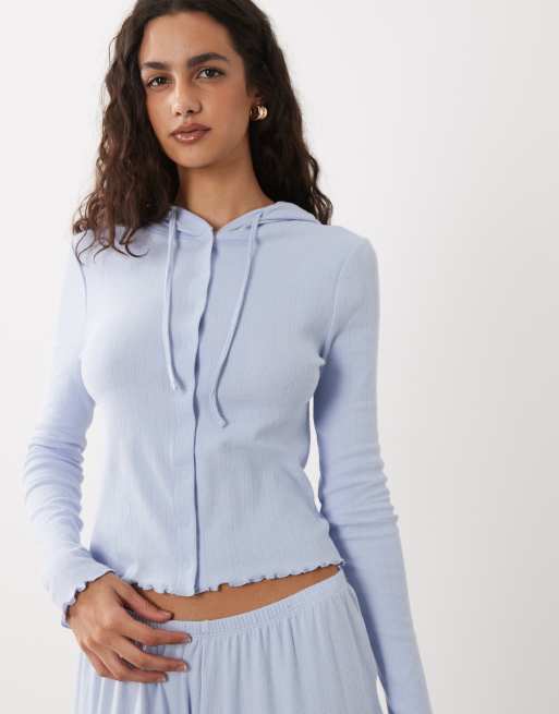 Cotton On – Lilablå, pointellestickad myskofta med huva och byxor, 3 av 4