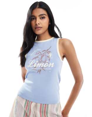 Cotton:On Cotton On Limon high neck vest in dusk blue-Black