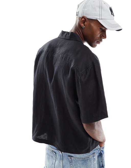 Cotton On linen boxy fit shirt in black