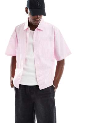 Cotton:On Cotton On boxy fit short sleeve shirt in pink stripe