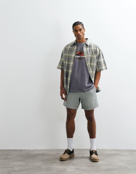 Cotton On linen easy shorts in washed military grey - view 1