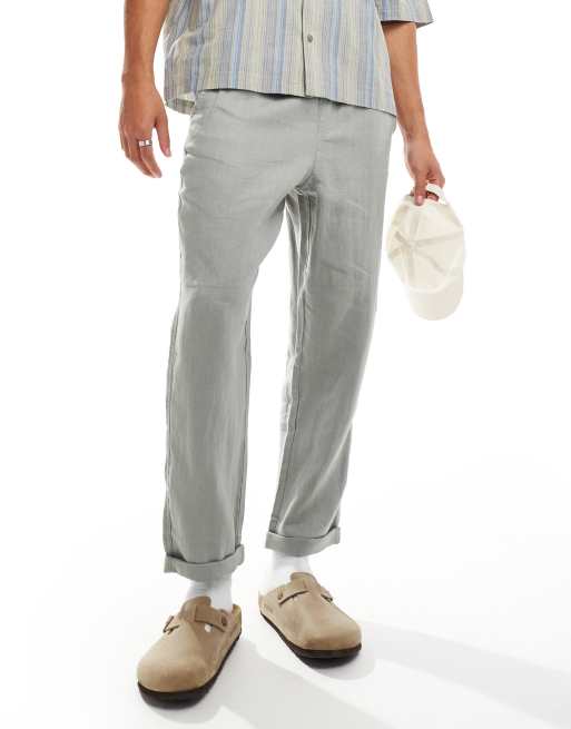 Cotton On Linen pant in green - MGREEN