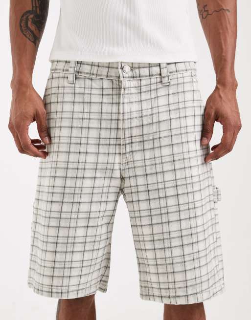 Cotton On – Ljusbeige, rutiga, baggy arbetsshorts, 4 av 5