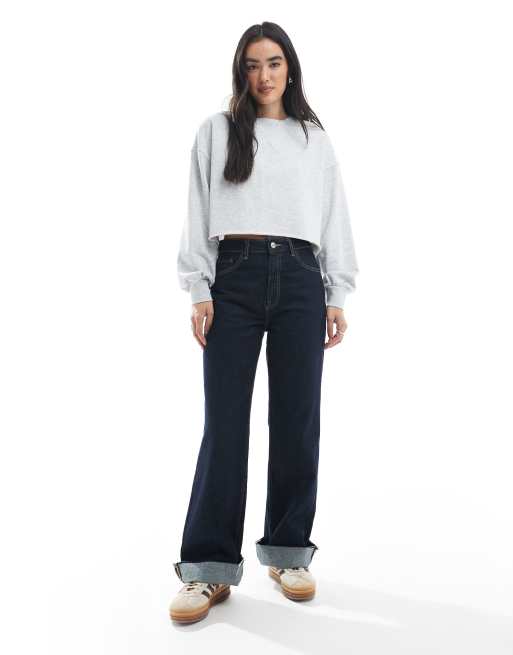 Cotton On – Ljusgrå, melerad sweatshirt i kort design, 4 av 4