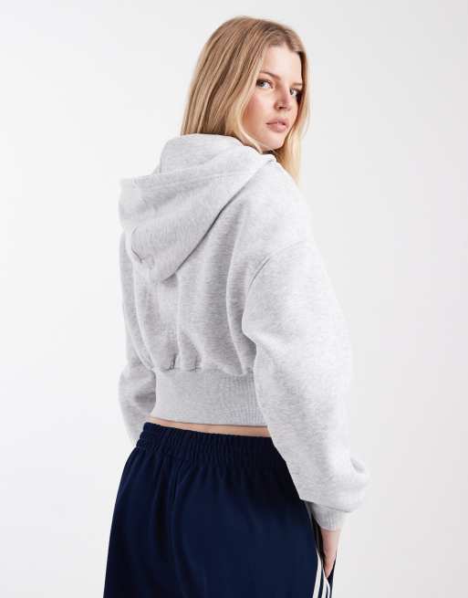 Cotton On – Ljusgråmelerad, slouchy huvtröja med dragkedja, 4 av 4