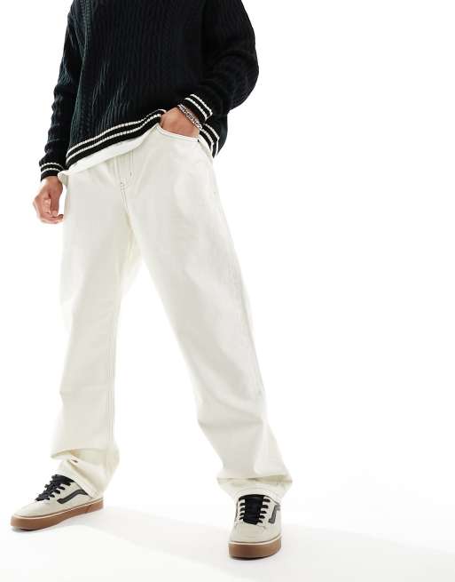 Cotton On – Locker geschnittene Denim-Jeans in Ecru mit geradem Schnitt 