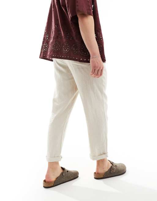 Cotton On – Locker geschnittene Leinenhose in Hellbeige mit geradem Schnitt , 2 von 5