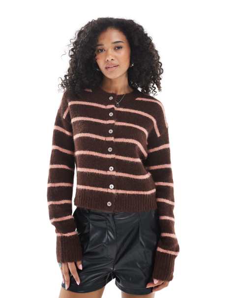 Cotton On lofty luxe crew cardigan in american oak - view 1
