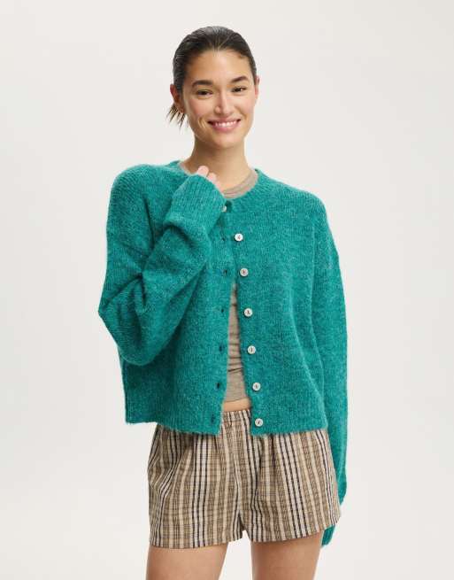 Cotton On Lofty luxe crew cardigan in green