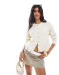 [Cotton:On] Cotton On lofty luxe crew cardigan in porcelain-White XL Porcelain