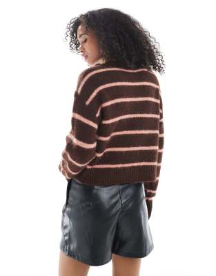 Cotton On Lofty Luxe Crew Neck Cardigan In Brown