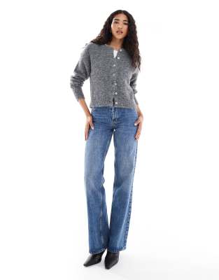 Cotton On Lofty Luxe Crew Neck Cardigan In Gray
