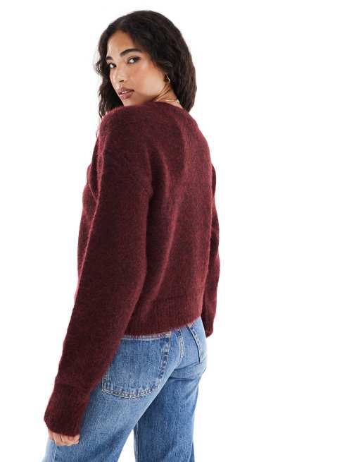 Cotton On – Lofty Luxe – Djupröd kofta med rund halsringning, 4 av 4