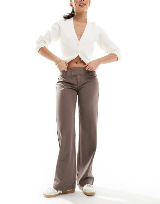 Cotton On Lola low rise suiting pant in brown - BROWN