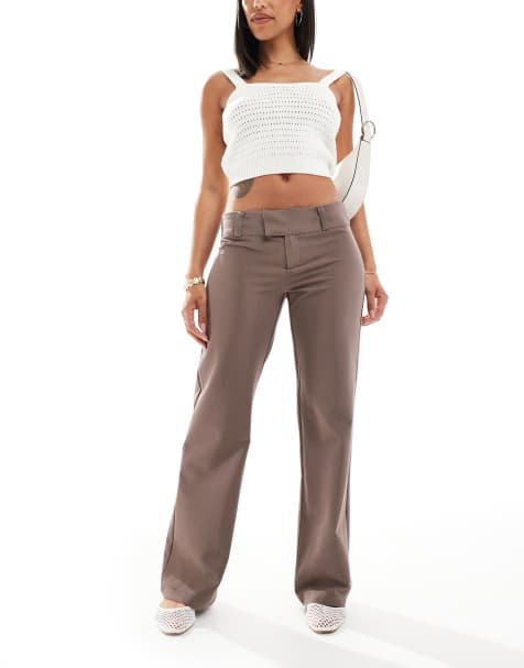 Cotton On lola low rise suiting pant in mink brown