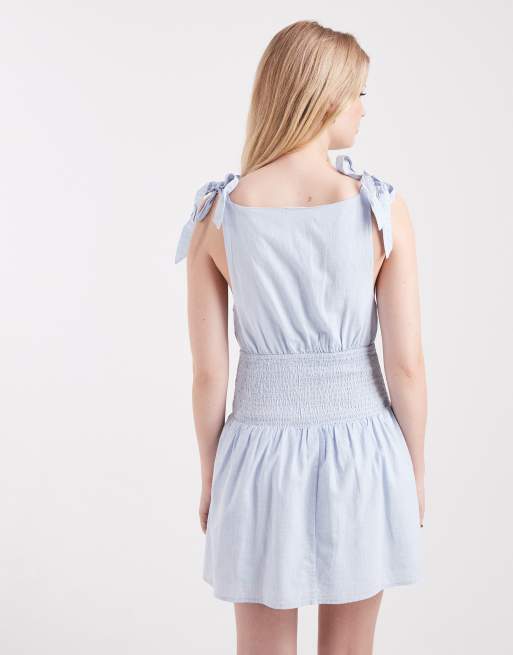 Cotton On - Lola - Robe courte à épaules nouées - Bleu poudré, 4 de 4