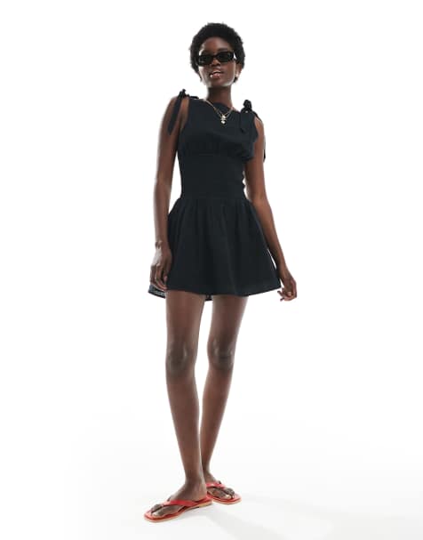 Cotton On lola tie shoulder mini dress in black - view 1