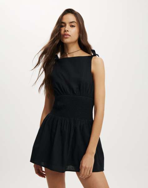 Cotton On Lola tie shoulder mini dress in black