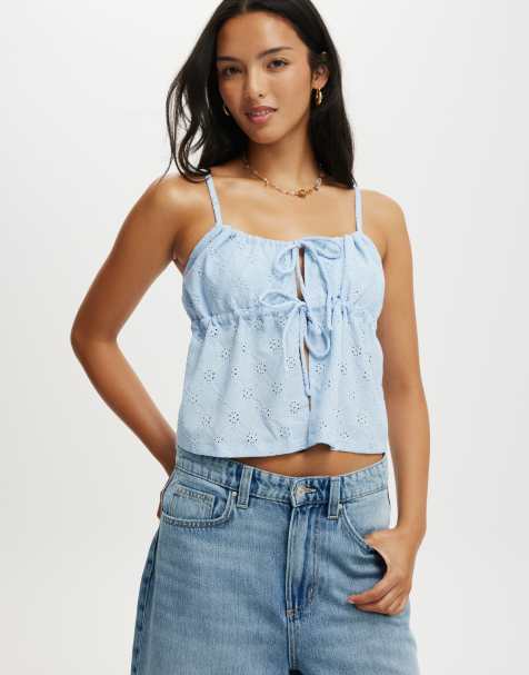 Cotton On Lola tie up cami in blue 