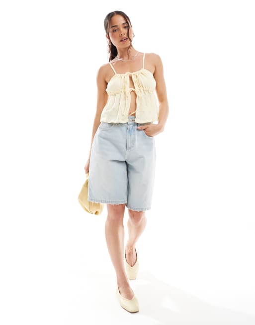 Cotton On Lola tie up cami top in lemon icing , 2 of 4
